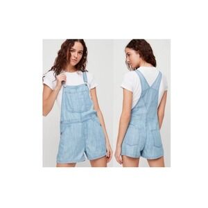 Aritzia TNA Senryu Denim Shortalls Romper Festival‎ Rodeo Chambray Sz M Cowgirl